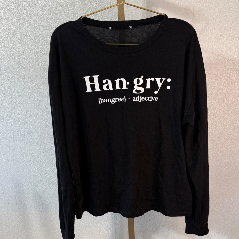 ‘Hangry’ Black Long Sleeve Shirt- Large